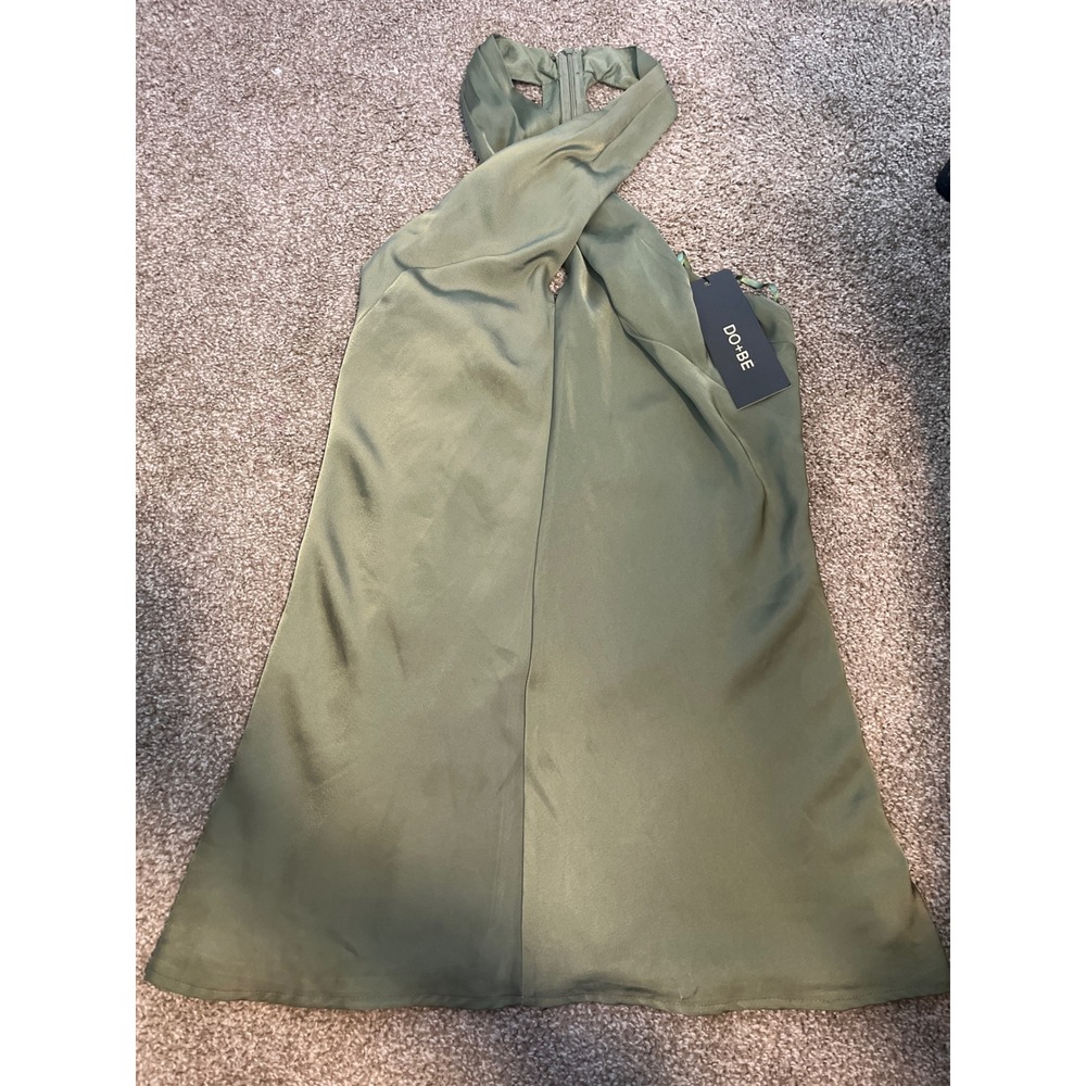DG BE Olive Green Halter Neck A Line Mini Dress Size L